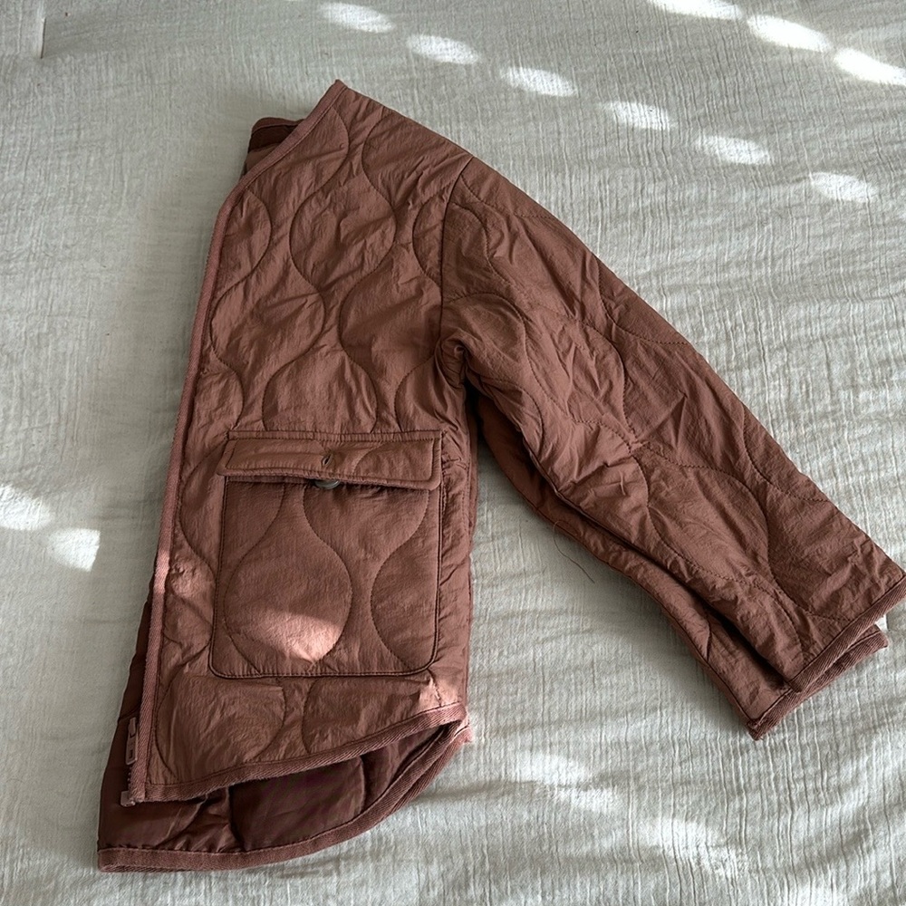Zara Stylish Brown Pink Quilted Jacket with Pocket